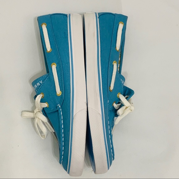 Sperry Top - Sider shimmer Aqua blue deck shoes - Picture 2 of 8